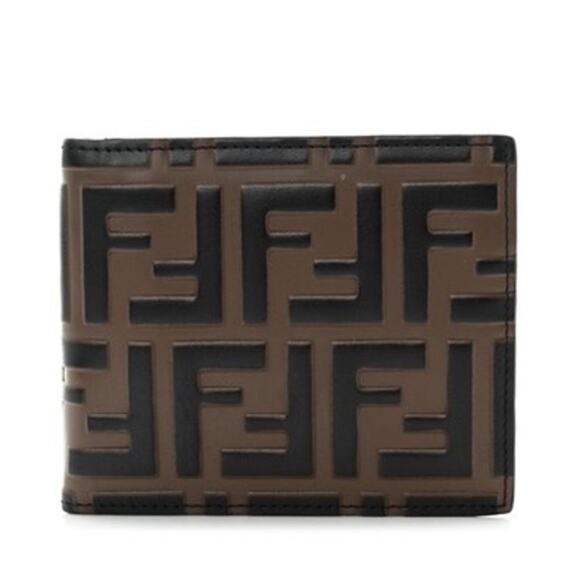 FENDI Vitello FF 1974 Embossed Bi-Fold Wallet Maya Black*VERY NICE Condition! - Picture 1 of 12